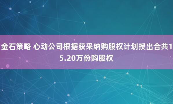 金石策略 心动公司根据获采纳购股权计划授出合共15.20万份购股权